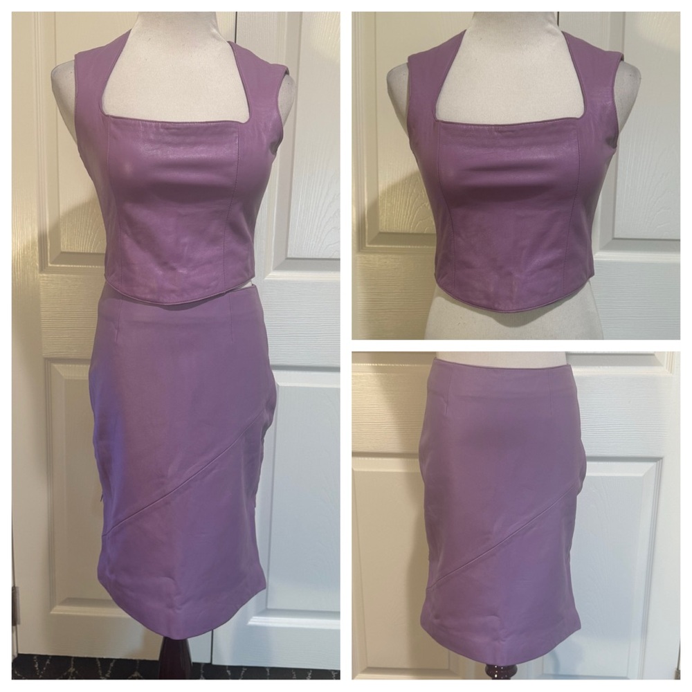 Lavender Faux Leather Midi Skirt - Women's Purple Pencil Skirt